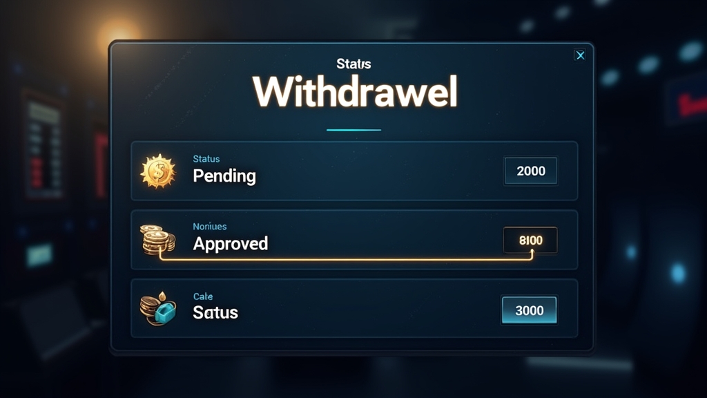 Withdrawal status stages shown on a casino payment screen