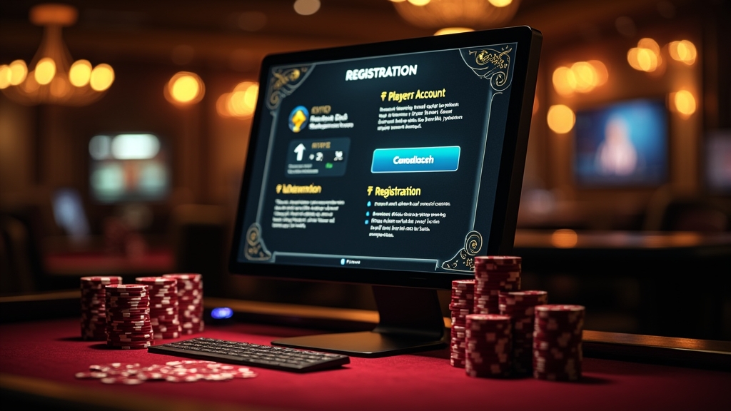 Casino account screen showing registration and deposit bonus options