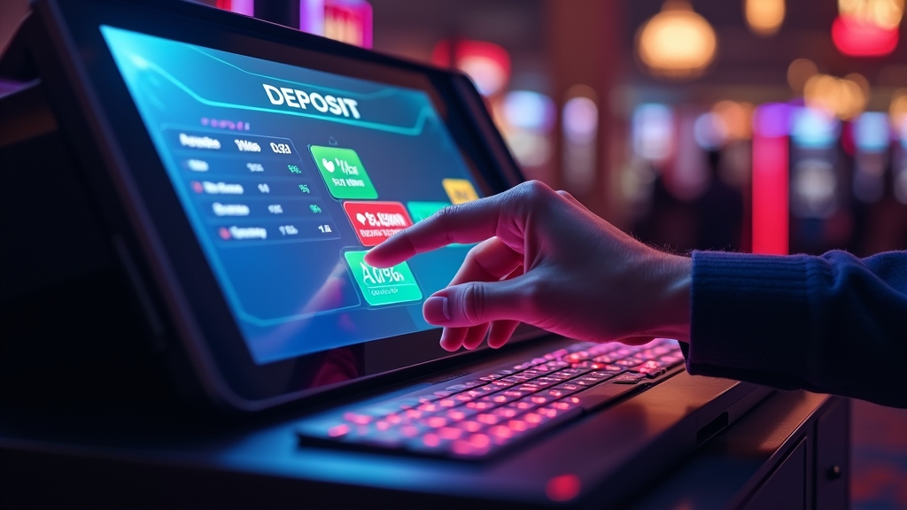 Player making a fast deposit at a casino cashier terminal